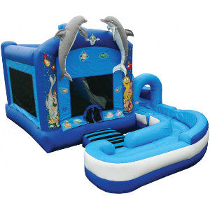 JUMP N SPLASH WET & DRY SLIDE WITH LANDING BOUNCE HOUSE