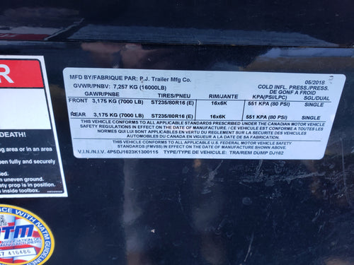 PJ Dump dtlp16xl Trailer